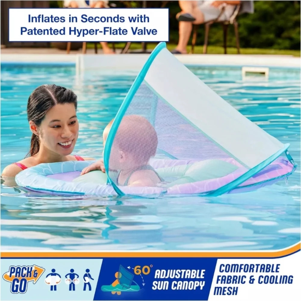 SwimWays‎ Premium Baby Spring Float Sun Canopy Inflatable Pool Float - Picture 3 of 5